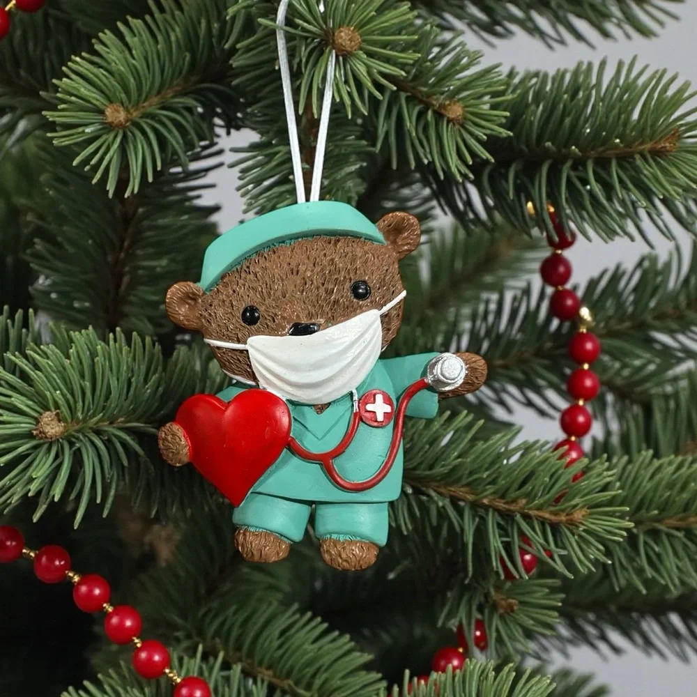 Hobby Lobby Medical Bear Christmas Ornament Nurse Doctor Scrubs NWOT